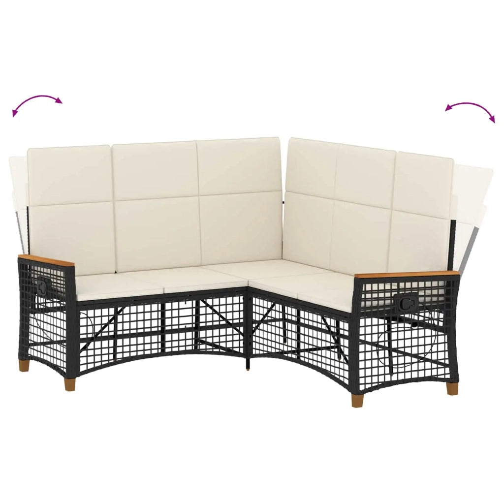 Set di Divani Recliner da Giardino | Set Salotto da Giardino Nero e Bianco Crema