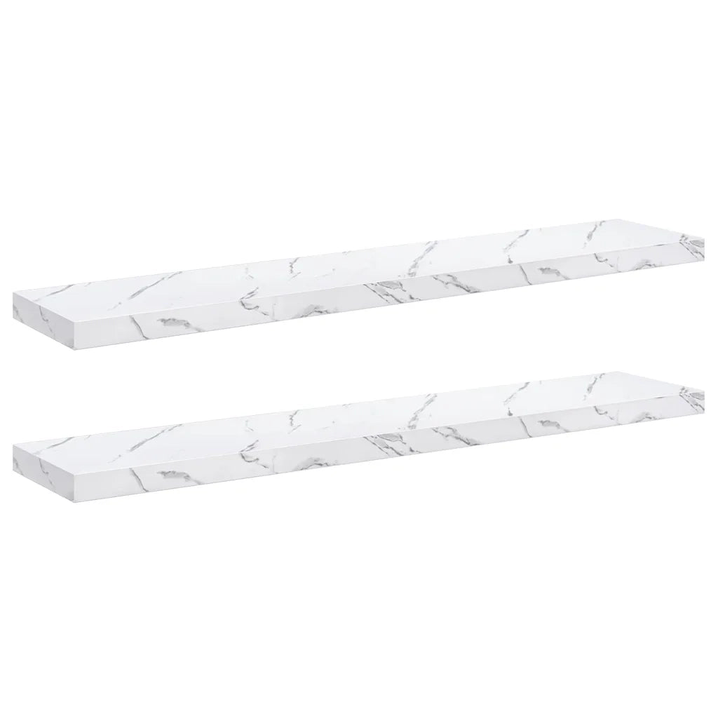Scaffale da parete 2 pcs Marmo Bianco 120 x 23,5 x 4 cm