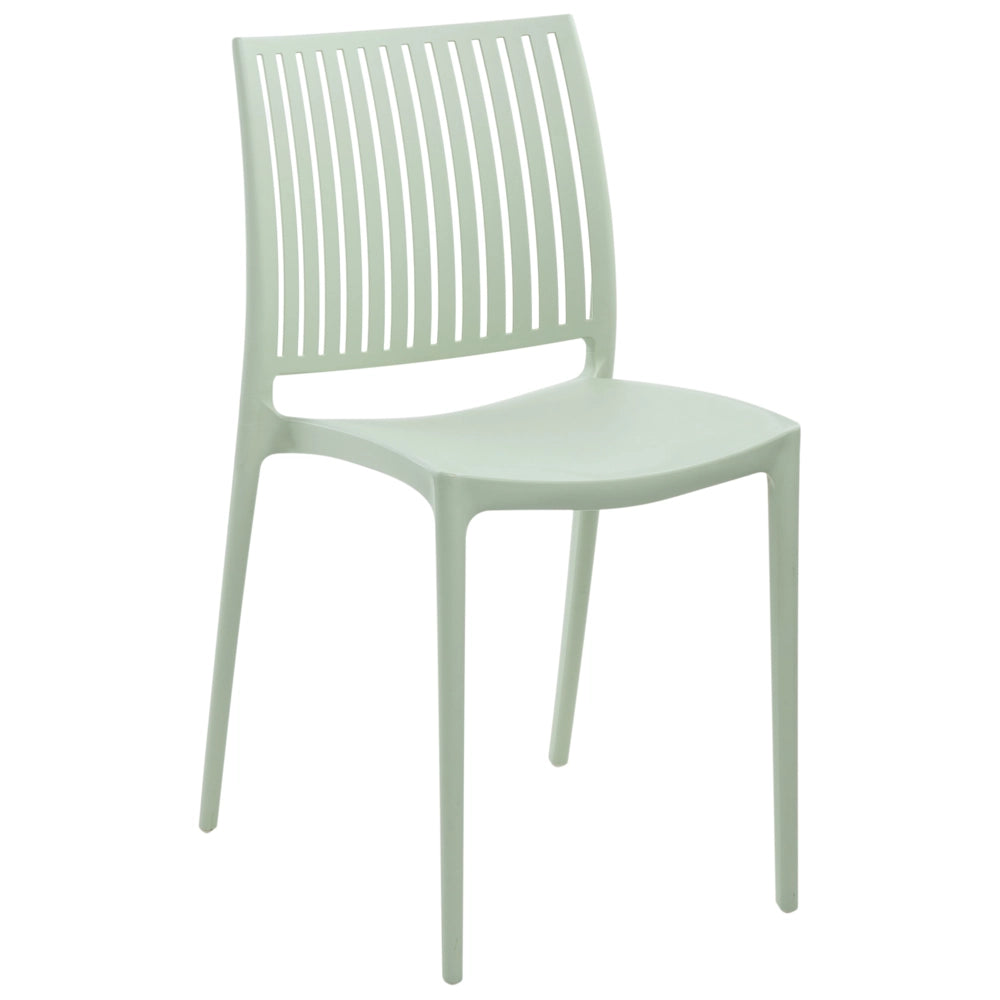 Set di 4 sedie da giardino in plastica sintetica, sedute da esterno impilabili color verde chiaro