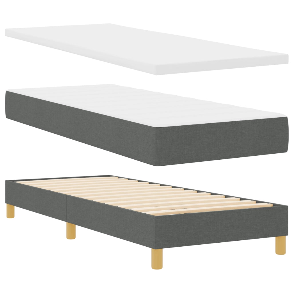 Letto Box Spring con Materasso Grigio Scuro, 80x200 cm, Tessuto