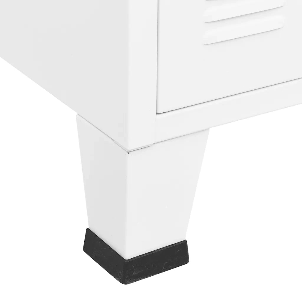 Credenza-Buffet-Armadio da cucina Bianca Industriale 105x35x62 cm in Metallo e Vetro