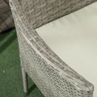 Divanetto per Esterni 2 Posti con Tavolino da Caffè, in Acciaio e Rattan PE, 137x59x82 cm, Grigio e Crema