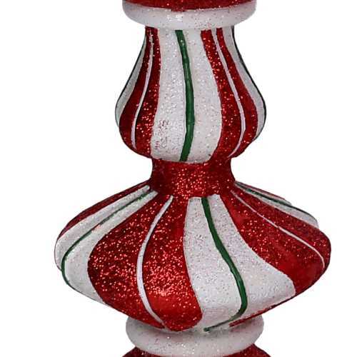 Portacandele resina bianco e rosso cm Ø15xh23