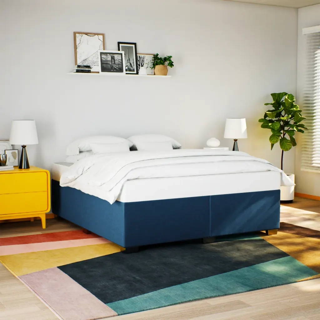 Giroletto senza Materasso-Struttura Letto Blu 180x200 cm in Tessuto 357238