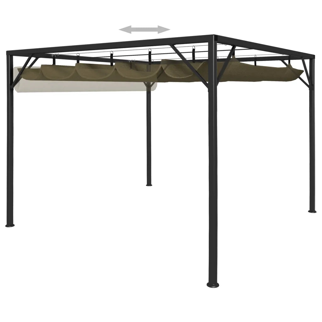 Gazebo | Pergolato da Giardino con Tetto Retrattile 3x3 m Talpa 180 g/m2