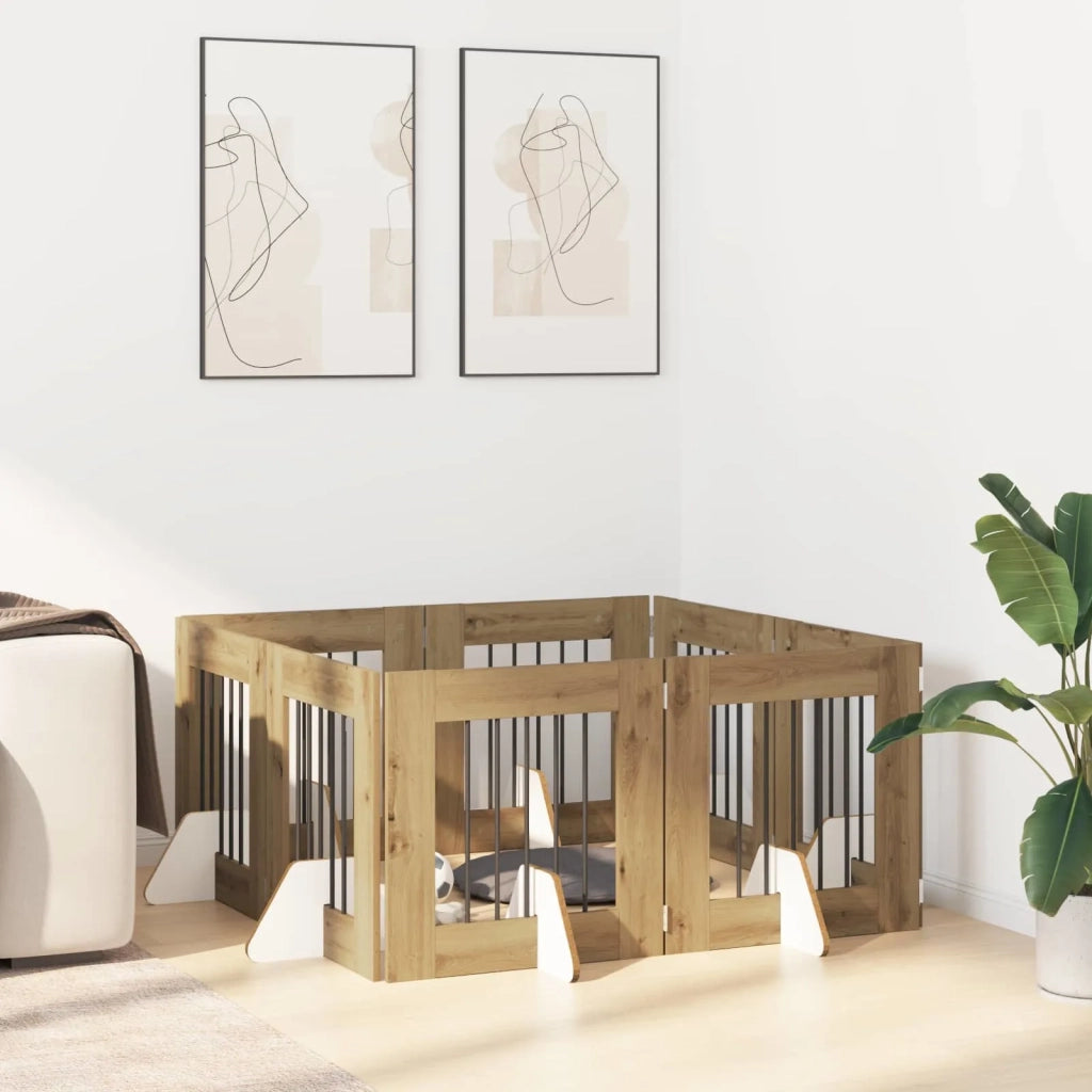 Cancello per cani con supporti 8 pcs Rovere Artigianale 892168