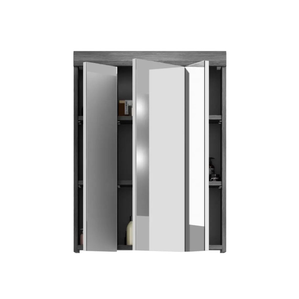 Set bagno SCOTT – Mobile sotto lavabo, colonna e specchio con vano contenitore