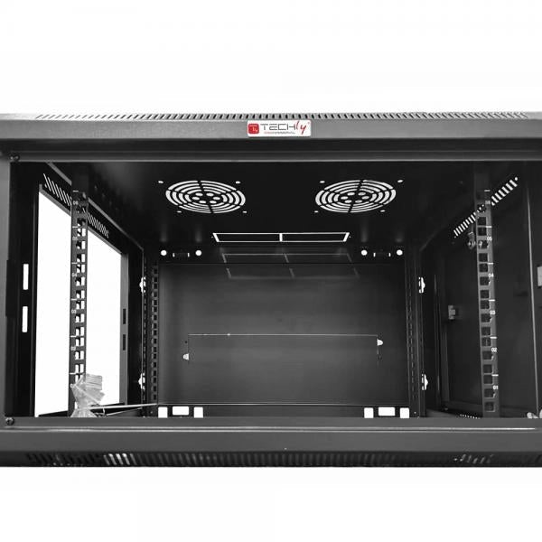 Armadio Rack 19'' a muro 9 unità sezione unica prof. 450mm Nero