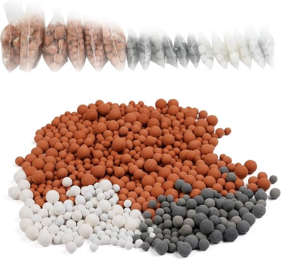 Palline Minerali Ioni - 18-Pack Verricambio Bioattivo Pietra - Doccia Capocchia Filtro Calcare PH Bilanciamento - Doccia Manuale Filtro Ioni Kit di Ricambio - Elimina Chlore - Fluoruri - Impurità e Acqua Dura