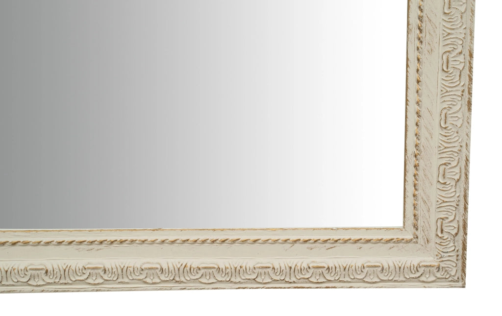 Biscottini Specchio Specchiera da parete e appendere verticale/orizzontale L72xPR4xH180 cm finitura bianco anticato