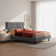 Letto Cody matrimoniale contenitore con testiera trapuntata colore grigio