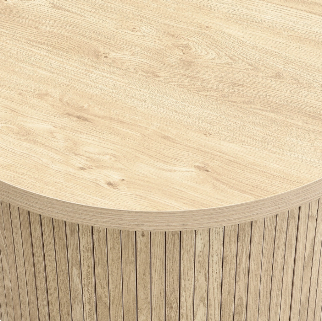 Set di tavolini rotondi moderni in MDF effetto legno naturale; 66 cm e 40 cm