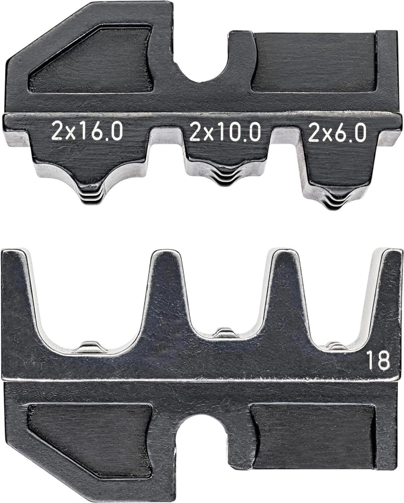 KNIPEX 97 49 18 Matrice di Crimpaggio per Terminali a Bussola Twin 6 - 10 - 16 mm² 3 Posizioni AWG 2x10 - 2x8 - 2x6 colore Nero