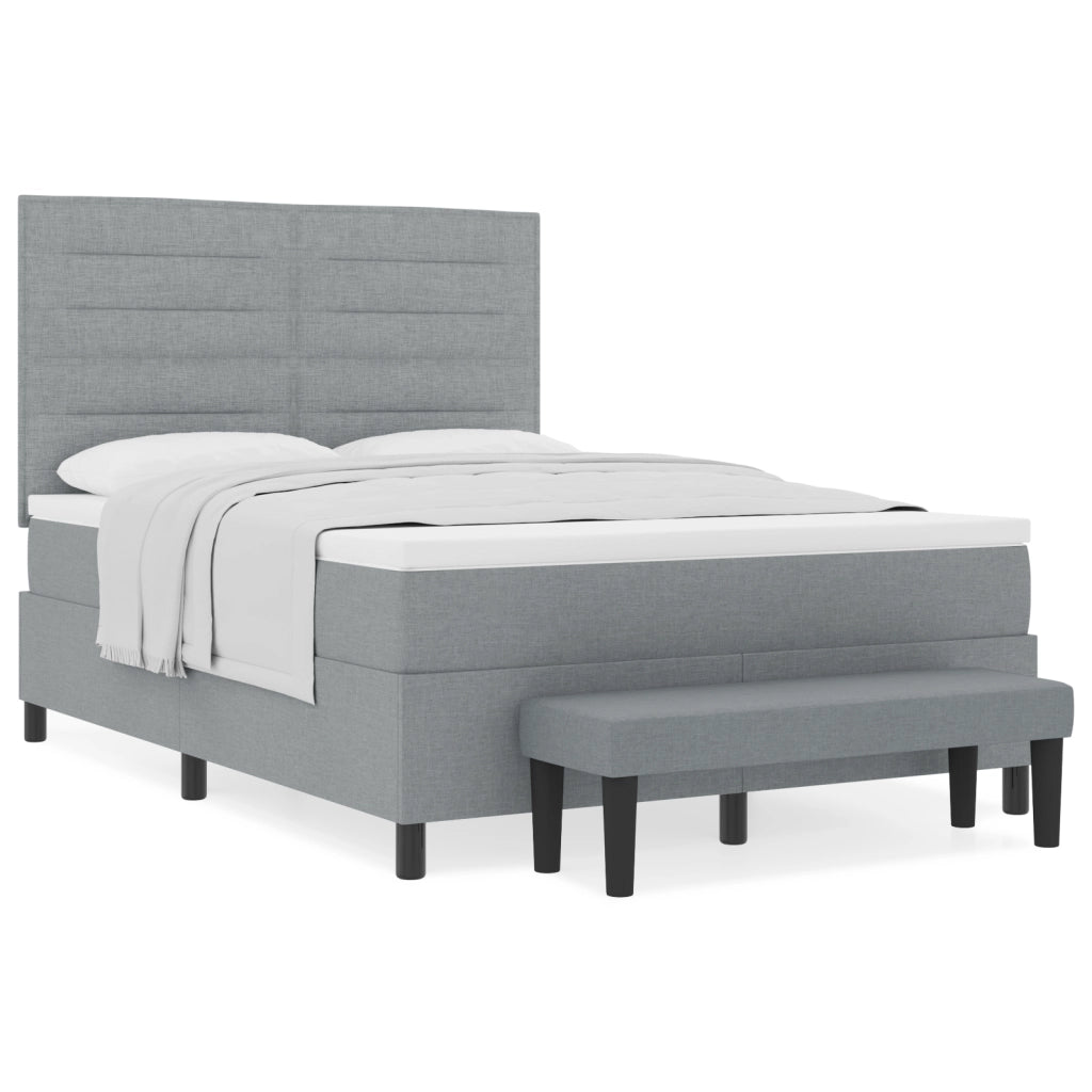 Letto con Rete a Molla e Materasso Grigio Chiaro 140x200 cm Tessuto
