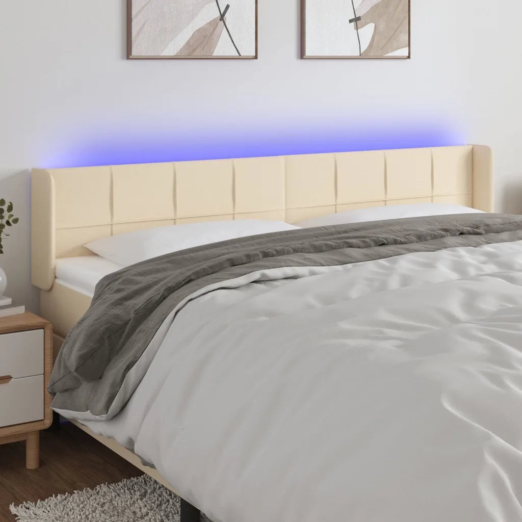 Testiera a LED-Testata con LED Crema 203x16x78/88 cm in Tessuto 185173