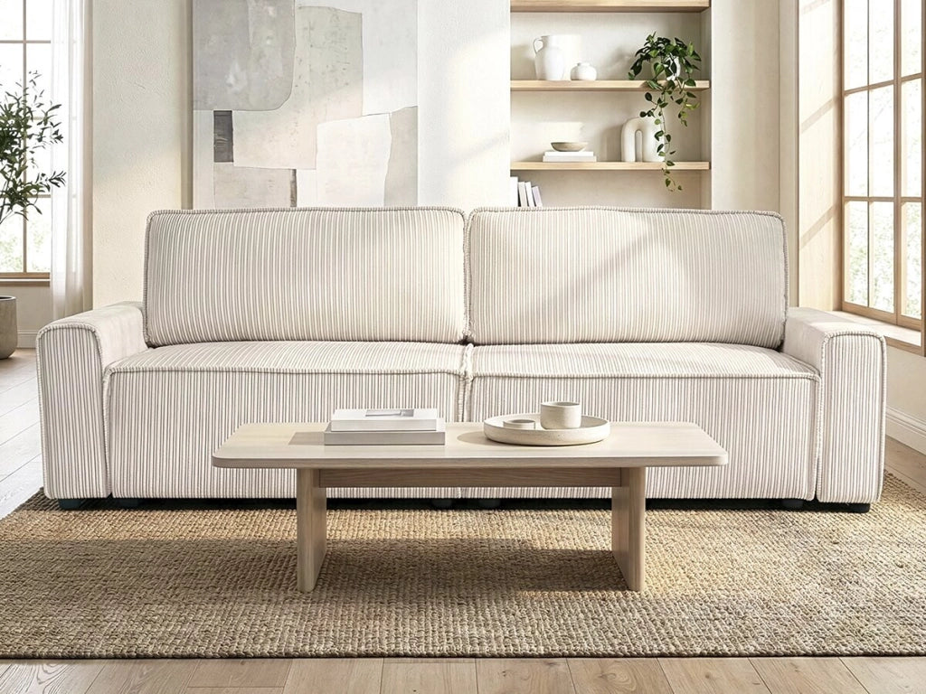 Divano letto in velluto a coste "Montaigne" - 3 posti - Beige