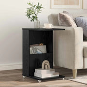 Tavolo laterale con ruota Rovere Nero 40 x 35 x 60 cm 8000373
