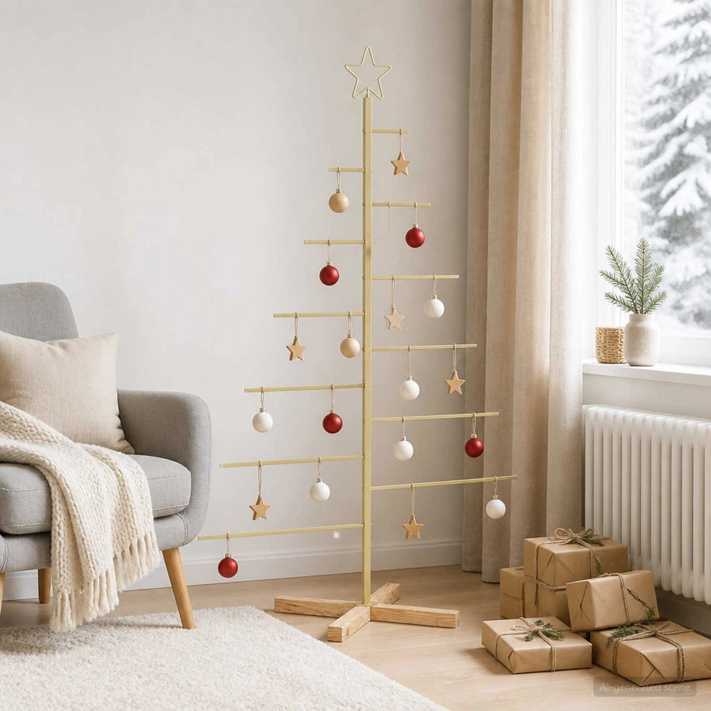 Albero di Natale in metallo KUOPIO 150 cm Acciaio Oro 42053928