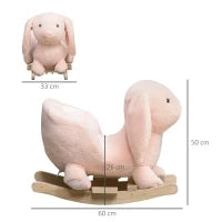 Cavallo a Dondolo a Forma di Coniglio con Suoni, Cavalluccio a Dondolo per Bambini 18-36 Mesi Interattivo, Rosa, 60x33x50cm