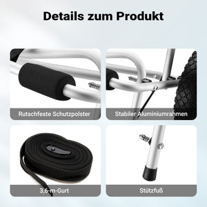 Carrello porta canoa tavola da surf barca Carrellino in alluminio per trasporto Pieghevole