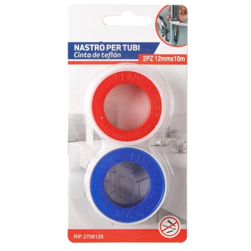 2 Pezzi Nastro in Teflon Sigillante PTFE 12mm x 10MT per Riparazioni Idrauliche