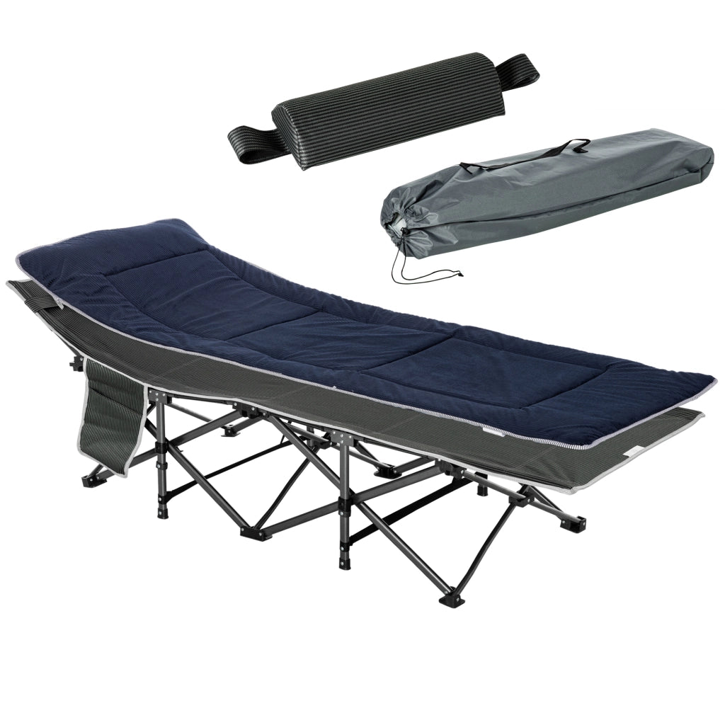 Letto da campo pieghevole con cuscino ¨C zephmum ¨C blu scuro grigio 188x64.5x53 cm