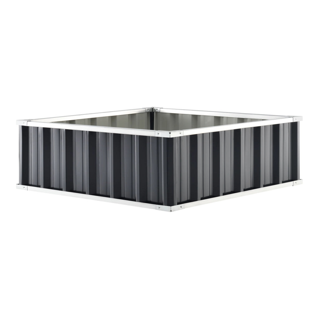 Aiuola Rialzata Zevenaar Bordatura Rettangolare in Acciaio Zincato 90x90x30 cm - Antracite [en.casa]
