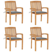 Sedie da Giardino Impilabili 4 pz con Cuscini Massello di Teak cod mxl 51834