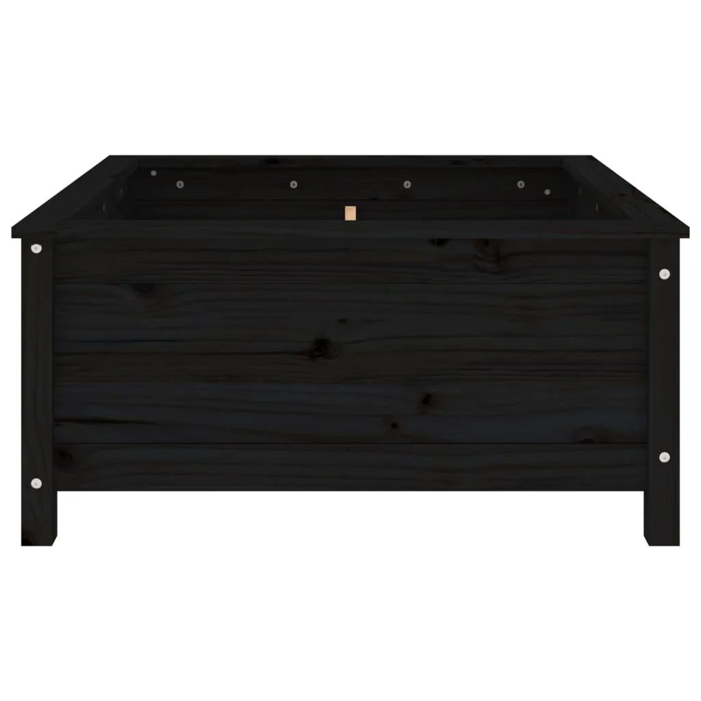 Fioriera rialzata per piante e fiori terrazza giardino 82,5 x 82,5 x 39 cm legno massello di pino nero 02_0037946