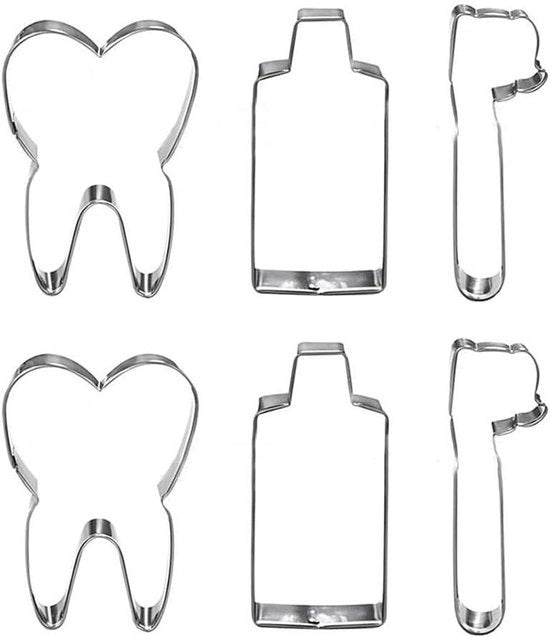 Forme per biscotti mini - Forme per biscotti per bambini con forme di denti - Forme per biscotti mini da 6 pezzi - 430 Acciaio Inossidabile - Set di 6 pezzi
