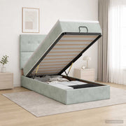 Letto ottomano con materasso Grigio Chiaro 90 x 190 cm Velluto 3457689