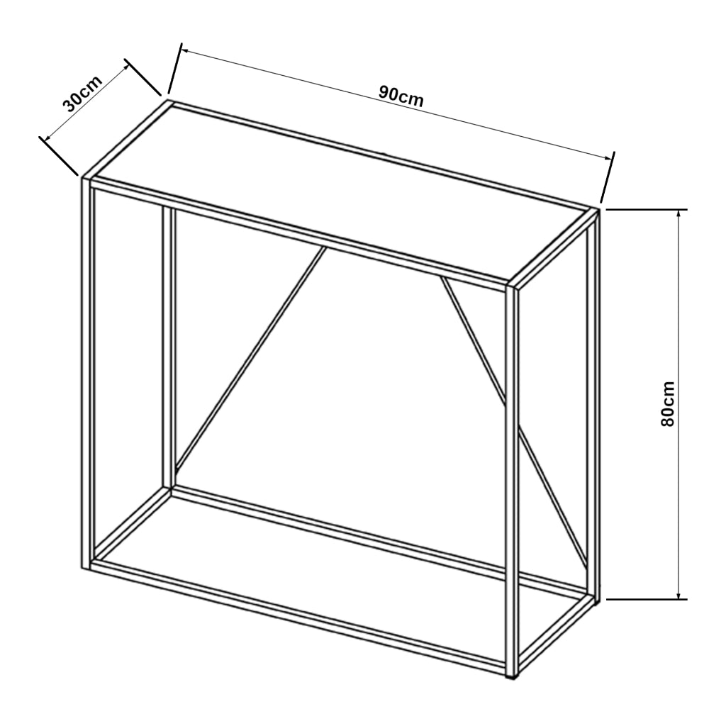 Tavolo a Consolle Austevoll in Acciaio 90 x 30 x 80 cm - Nero [en.casa]