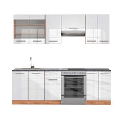 Cucina componibile Fame-Line Bianco lucido/Rovere dorato 240 cm, PL Antracite Vicco