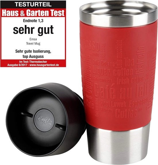 Tazza Viaggiatore Design Standard con Tecnologia più Recentemente sviluppata - 360 ml Rosso