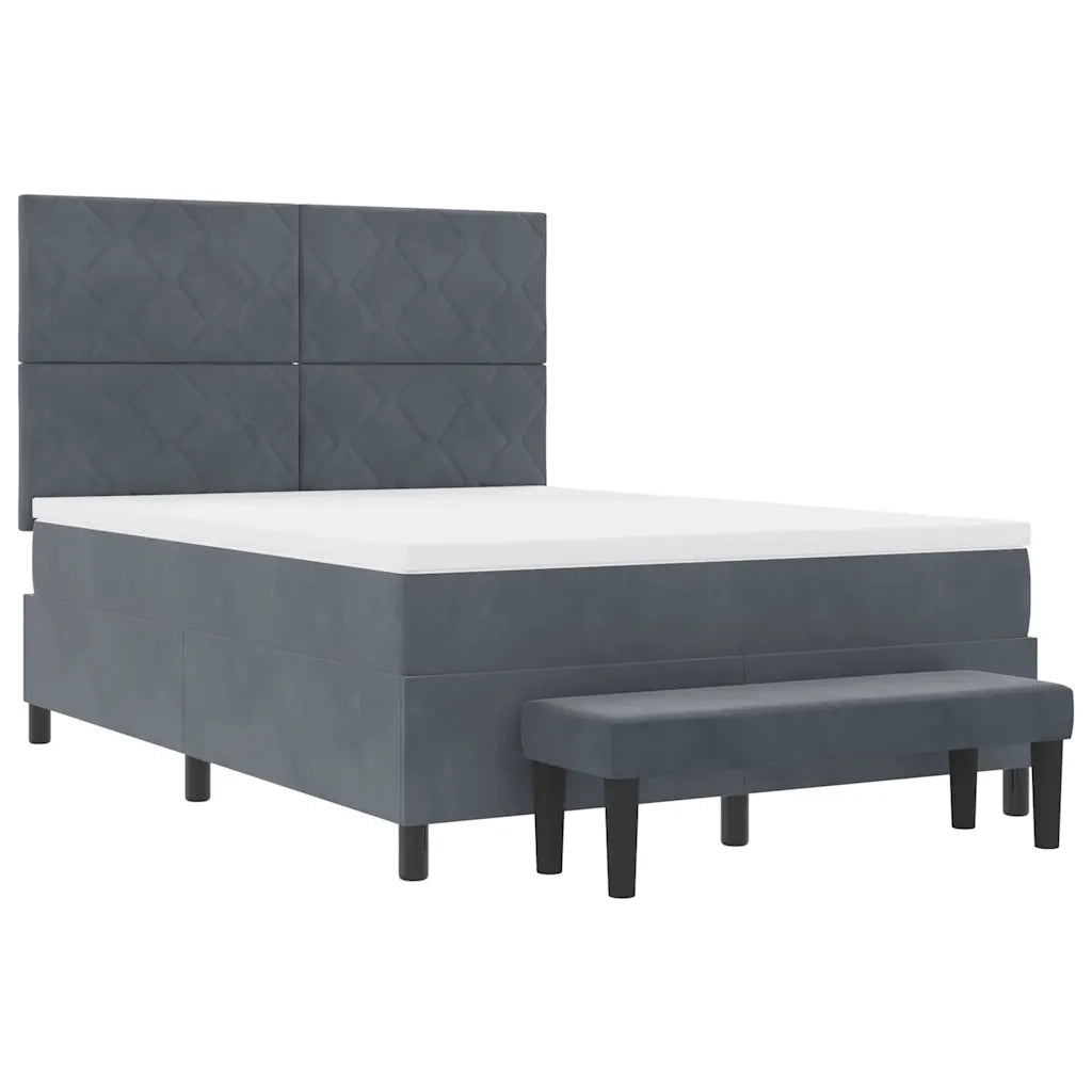 Letto a molle con testiera Grigio scuro 200 x 140 cm Velluto 3344583