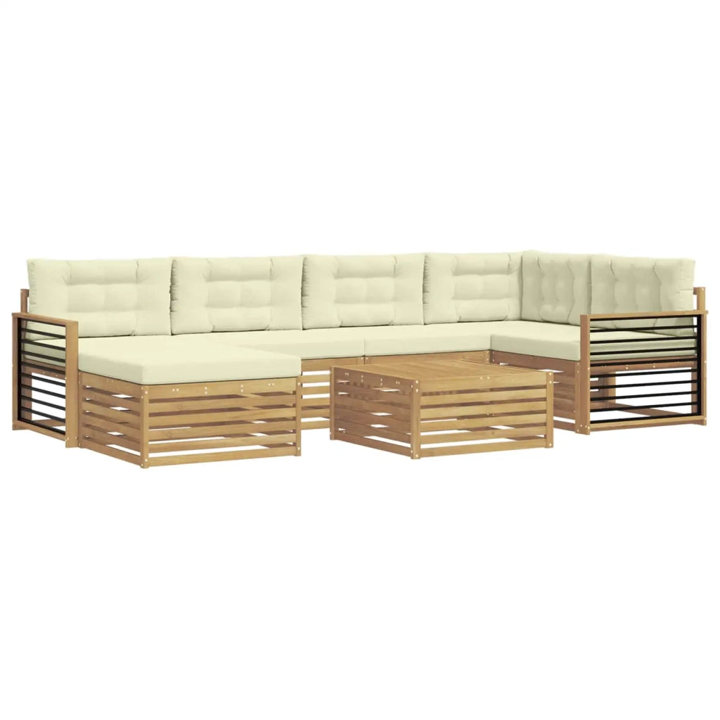 Set di divani da esterno 7 pz Bianco e Crema 3390815