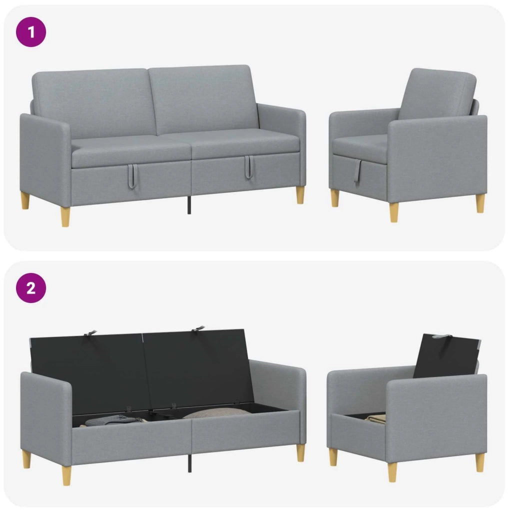 Set di Divani con Storage 2 pcs Grigio Chiaro Poliestere 3429204