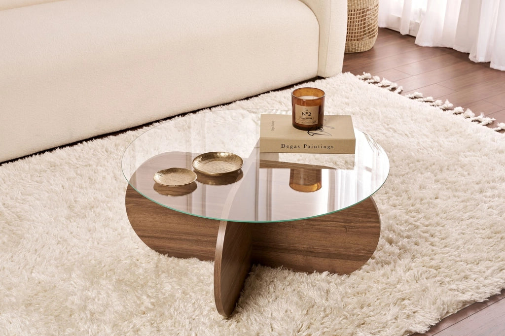 Tavolo basso in legno "Aeris" - 75 x 75 x 35 cm - Noyer Trasparente