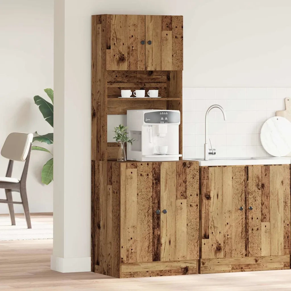 Credenza da cucina 2 pz-Set di 2 Buffet-Armadio da cucina Legno vecchio 60 x 50 x 180 cm
