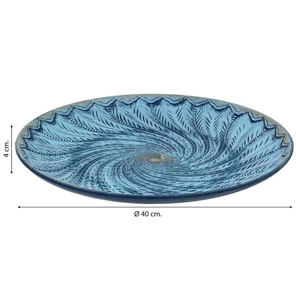 Vassoio decorativo in legno blu, 40x40x4h cm