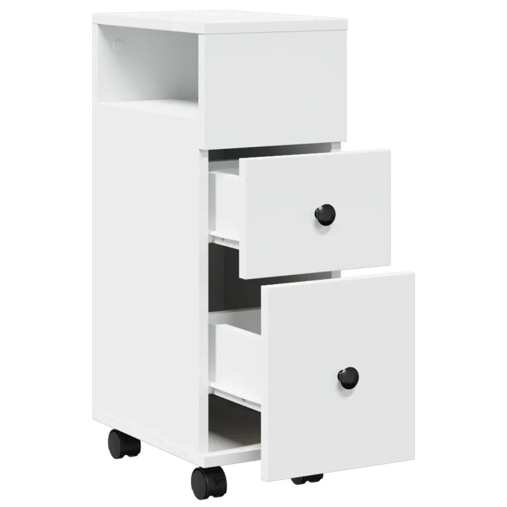 Mobile da Bagno Stretto con Ruote Bianco in Truciolato