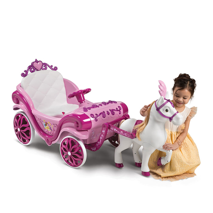 Carrozza Delle Principesse Disney Elettrica Con Cavallo 7,2V Rosa