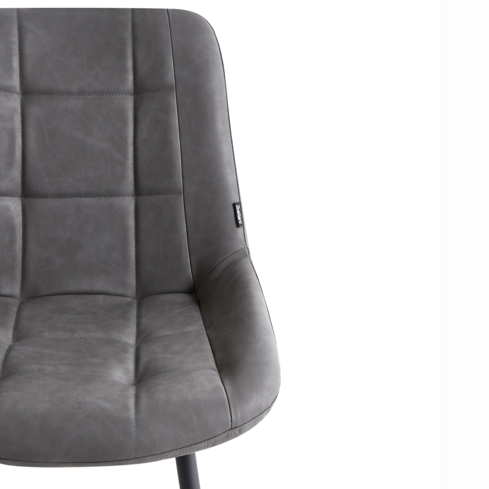 Set di 2 sedie da pranzo in ecopelle grigia gambe in metallo Nero sedie moderne imbottite