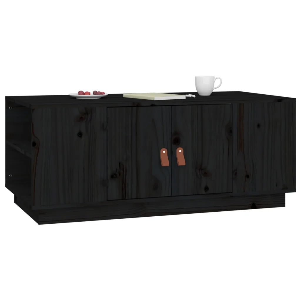 Tavolino da Salotto-Tavolino da soggiorno-Tavolo Nero 100x50x41 cm in Legno Massello di Pino 581339