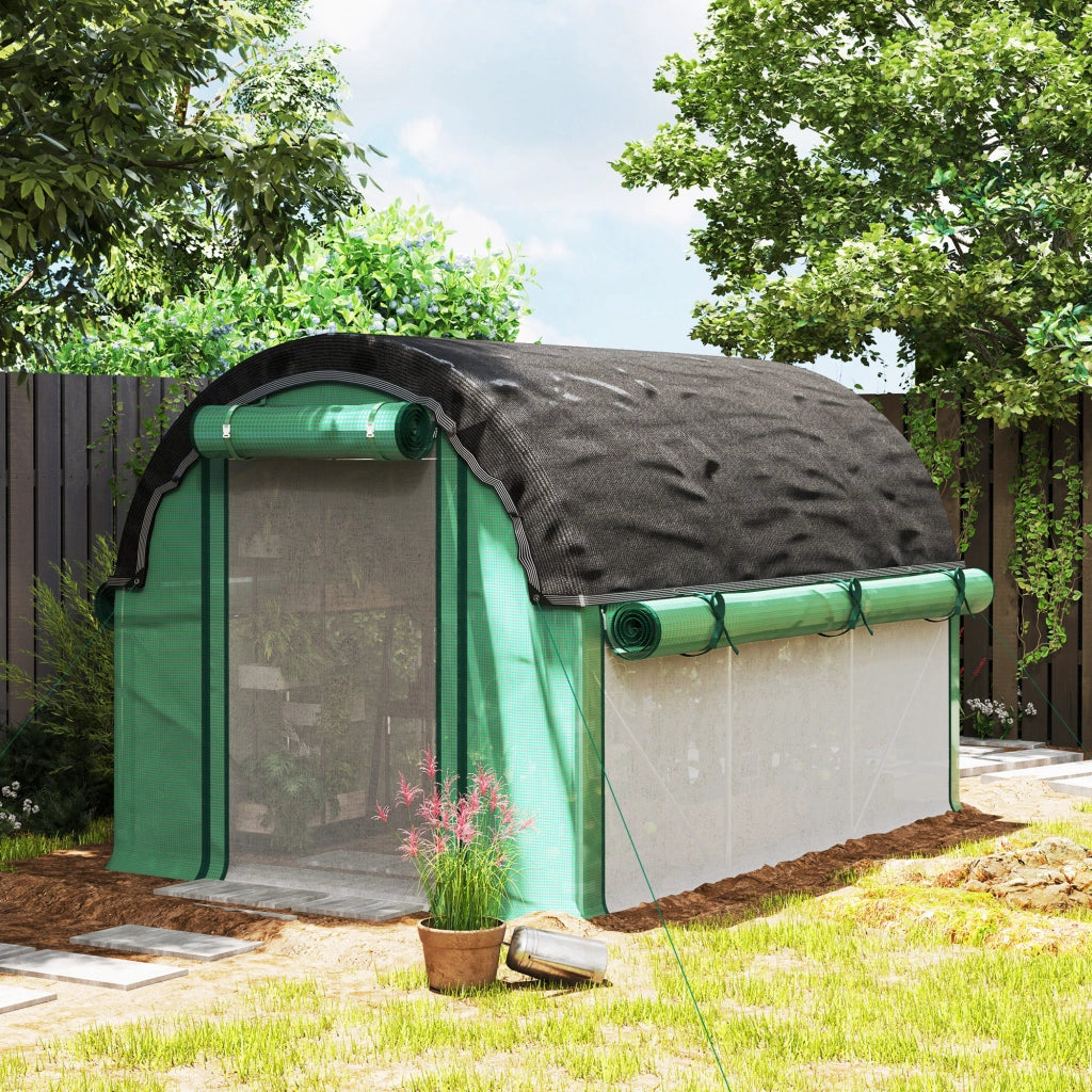 Serra tunnel in plastica 3 x 2 x 2 m con finestre, porte arrotolabili e protezione UV, verde