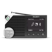 Radio portatile con ricezione DAB+ e FM, leggera e ricaricabile con Bluetooth, con doppia funzione sveglia