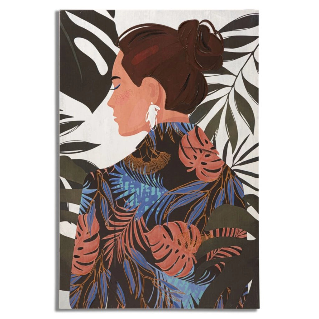 Stampa su Tela Tropicale, Multicolore, Legno, 80x2,8x120 cm