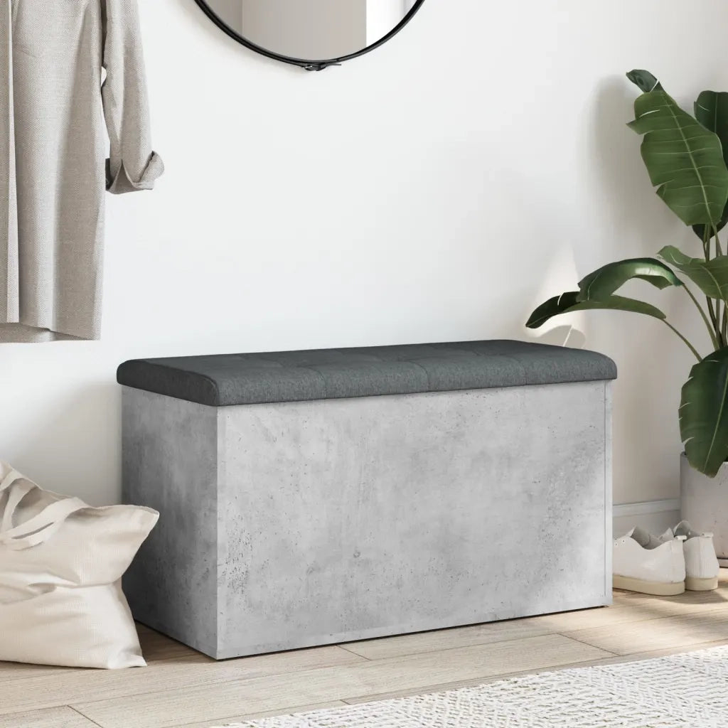 Panca Portaoggetti Grigio Cemento 82x42x45 cm Legno Multistrato 835050