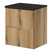 Mobiletto sottolavabo per bagno con 2 cassetti 50 x 60 x 40 cm effetto rovere nero 03_0010002