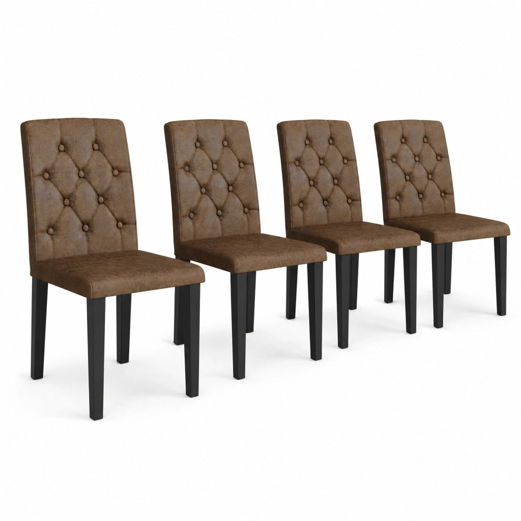 Set di 4 sedie da pranzo retrò marroni con gambe nere